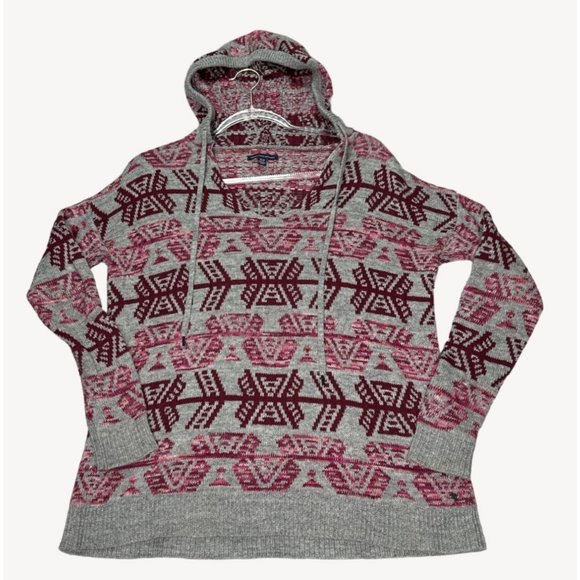 American Eagle Outfitter AEO Sweater Hoodie Womens XS Aztec Knit Pullover Medium - Picture 6 of 16